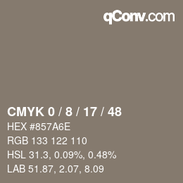 颜色代码: CMYK 0 / 8 / 17 / 48 | qconv.com