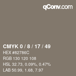 颜色代码: CMYK 0 / 8 / 17 / 49 | qconv.com