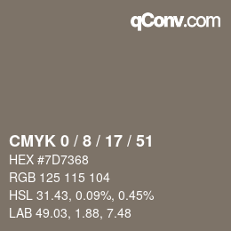 Color code: CMYK 0 / 8 / 17 / 51 | qconv.com