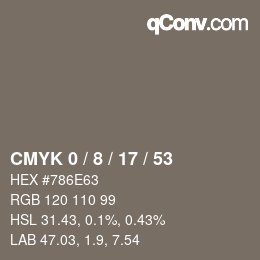 カラーコード: CMYK 0 / 8 / 17 / 53 | qconv.com