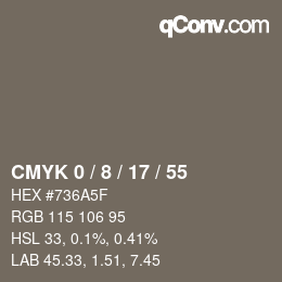 颜色代码: CMYK 0 / 8 / 17 / 55 | qconv.com
