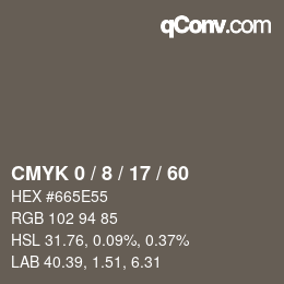 カラーコード: CMYK 0 / 8 / 17 / 60 | qconv.com