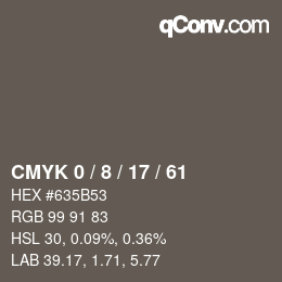 カラーコード: CMYK 0 / 8 / 17 / 61 | qconv.com