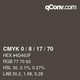 颜色代码: CMYK 0 / 8 / 17 / 70 | qconv.com