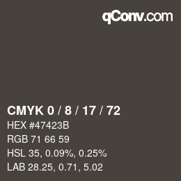 Color code: CMYK 0 / 8 / 17 / 72 | qconv.com