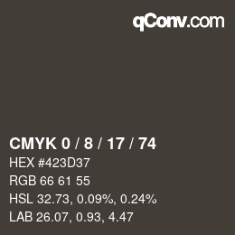 Color code: CMYK 0 / 8 / 17 / 74 | qconv.com