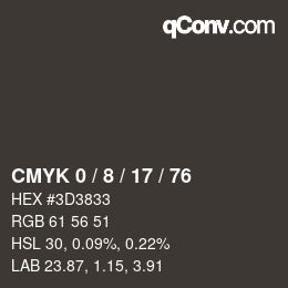 カラーコード: CMYK 0 / 8 / 17 / 76 | qconv.com