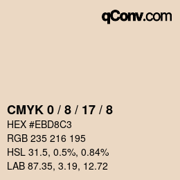Farbcode: CMYK 0 / 8 / 17 / 8 | qconv.com