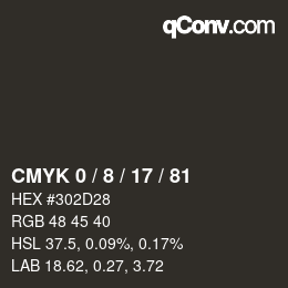 颜色代码: CMYK 0 / 8 / 17 / 81 | qconv.com