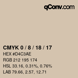 カラーコード: CMYK 0 / 8 / 18 / 17 | qconv.com
