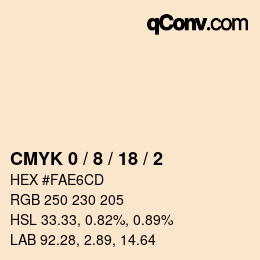 カラーコード: CMYK 0 / 8 / 18 / 2 | qconv.com