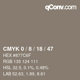 Farbcode: CMYK 0 / 8 / 18 / 47 | qconv.com