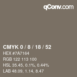 颜色代码: CMYK 0 / 8 / 18 / 52 | qconv.com