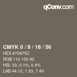 颜色代码: CMYK 0 / 8 / 18 / 56 | qconv.com