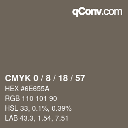 カラーコード: CMYK 0 / 8 / 18 / 57 | qconv.com