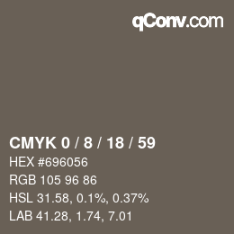 Farbcode: CMYK 0 / 8 / 18 / 59 | qconv.com
