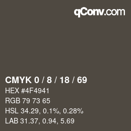 颜色代码: CMYK 0 / 8 / 18 / 69 | qconv.com