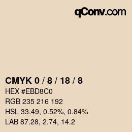 カラーコード: CMYK 0 / 8 / 18 / 8 | qconv.com