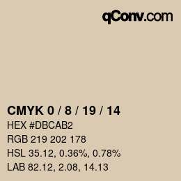 カラーコード: CMYK 0 / 8 / 19 / 14 | qconv.com