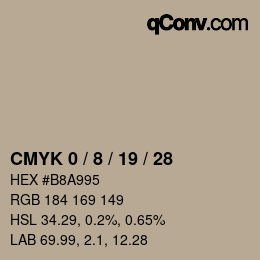 カラーコード: CMYK 0 / 8 / 19 / 28 | qconv.com