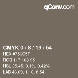 カラーコード: CMYK 0 / 8 / 19 / 54 | qconv.com