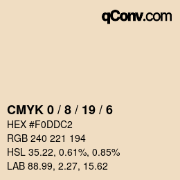 Color code: CMYK 0 / 8 / 19 / 6 | qconv.com