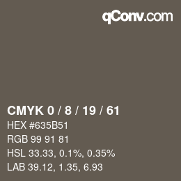 カラーコード: CMYK 0 / 8 / 19 / 61 | qconv.com