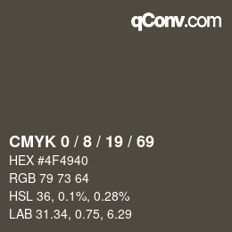 Color code: CMYK 0 / 8 / 19 / 69 | qconv.com