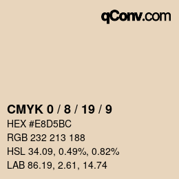 カラーコード: CMYK 0 / 8 / 19 / 9 | qconv.com