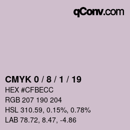 Code couleur: CMYK 0 / 8 / 1 / 19 | qconv.com