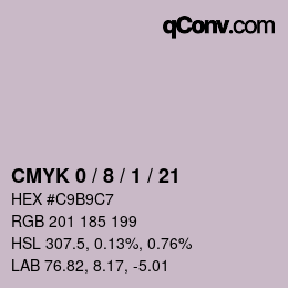 Farbcode: CMYK 0 / 8 / 1 / 21 | qconv.com