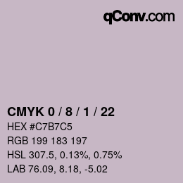 カラーコード: CMYK 0 / 8 / 1 / 22 | qconv.com