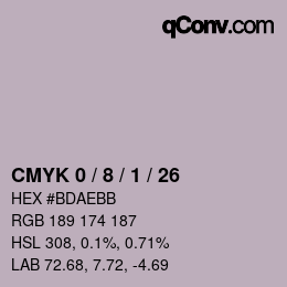 Code couleur: CMYK 0 / 8 / 1 / 26 | qconv.com
