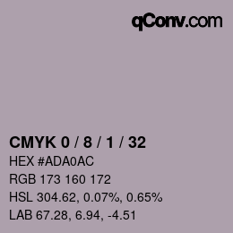 Farbcode: CMYK 0 / 8 / 1 / 32 | qconv.com