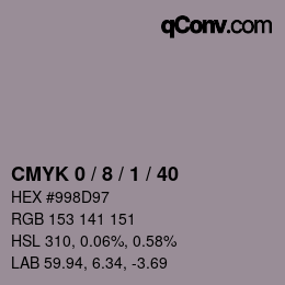 カラーコード: CMYK 0 / 8 / 1 / 40 | qconv.com