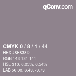 Color code: CMYK 0 / 8 / 1 / 44 | qconv.com