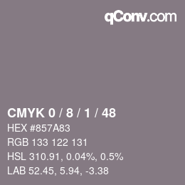 Color code: CMYK 0 / 8 / 1 / 48 | qconv.com