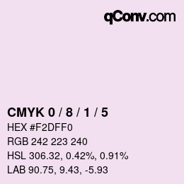 カラーコード: CMYK 0 / 8 / 1 / 5 | qconv.com