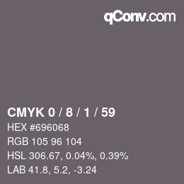 Código de color: CMYK 0 / 8 / 1 / 59 | qconv.com