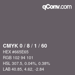 颜色代码: CMYK 0 / 8 / 1 / 60 | qconv.com