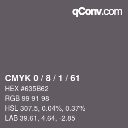 Farbcode: CMYK 0 / 8 / 1 / 61 | qconv.com