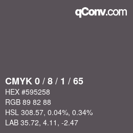 Farbcode: CMYK 0 / 8 / 1 / 65 | qconv.com