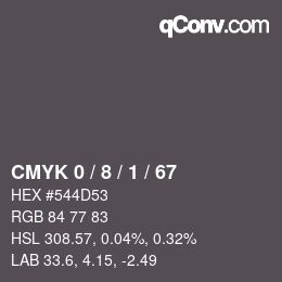 Color code: CMYK 0 / 8 / 1 / 67 | qconv.com