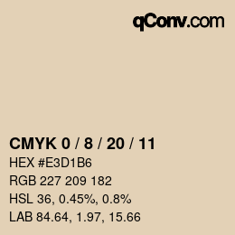 颜色代码: CMYK 0 / 8 / 20 / 11 | qconv.com