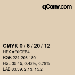 颜色代码: CMYK 0 / 8 / 20 / 12 | qconv.com