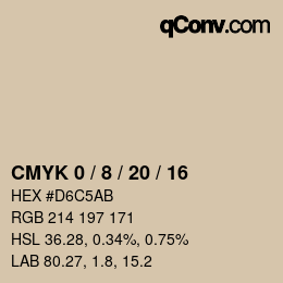 カラーコード: CMYK 0 / 8 / 20 / 16 | qconv.com