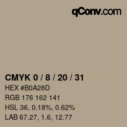 カラーコード: CMYK 0 / 8 / 20 / 31 | qconv.com