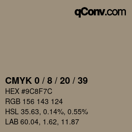 カラーコード: CMYK 0 / 8 / 20 / 39 | qconv.com