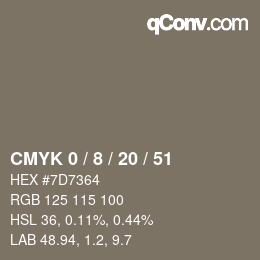 颜色代码: CMYK 0 / 8 / 20 / 51 | qconv.com