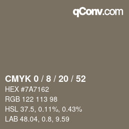 カラーコード: CMYK 0 / 8 / 20 / 52 | qconv.com